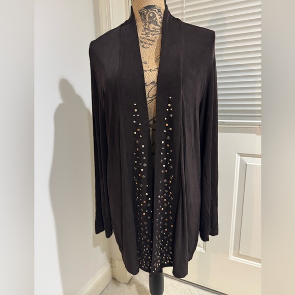 Chico's Jackets & Blazers - Chico's brown Open-Front cardigan with Stud Accents size 3 Vanity